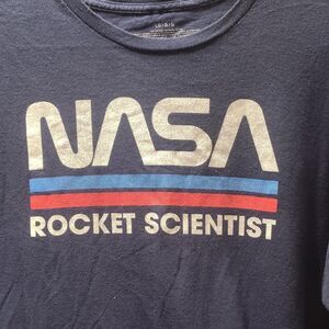 NASA Rocket Scientist Men's L Navy Blue Graphic Logo Crew Neck Cotton Tee